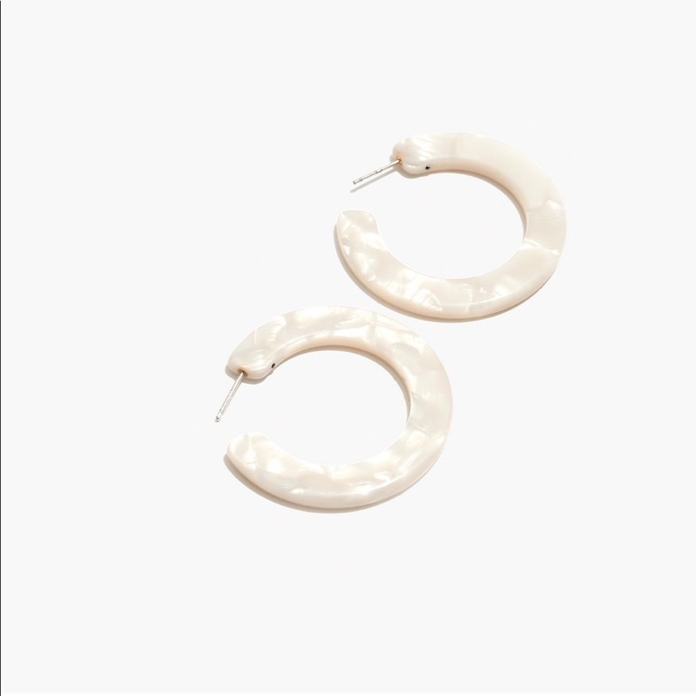Madewell white ivory acetate hoop earrings